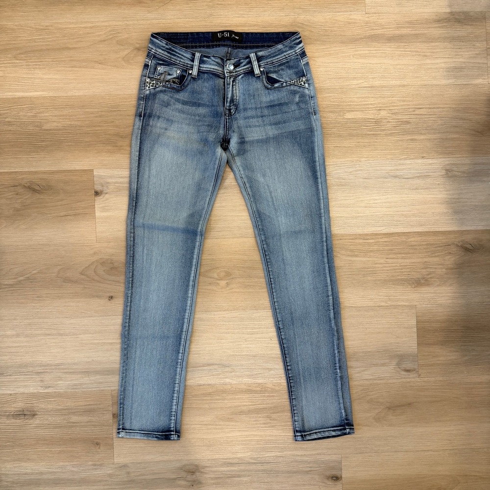 U-51 Women's Skinny Jeans Embellished Pockets Size 7/8 (28x30) Skater Streetwear